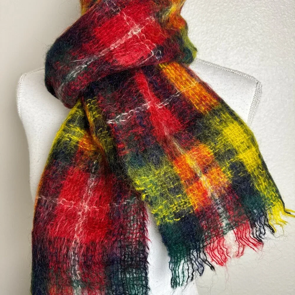 Vintage Winter Warm Mohair & Wool Scarf Long 70